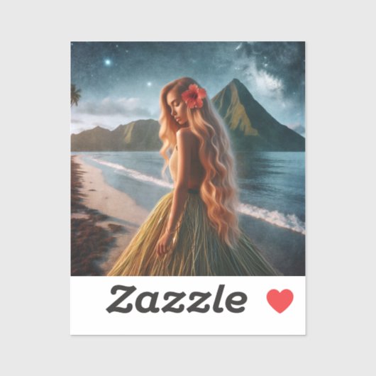Woman in Grass Skirt Sticker (Vel)