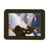 Woman in Green Skiing Poster Magneet (Horizontaal)