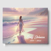 Woman Leaving Footprints On a Beach Gastenboek (Voorkant)