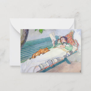 Woman Lying on a Bench, 1913 by Carl Larsson Notitiekaartje