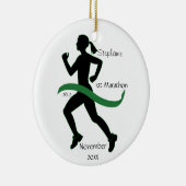 Woman Marathon Runner Ornament in Green (Rechts)