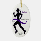 Woman Marathon Runner Ornament Paars (Rechts)