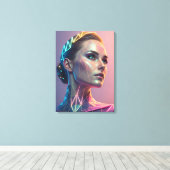 Woman of the Future Futuristic Geometric Canvas Afdruk (Insitu (Houten vloer))