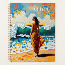 Woman on Beach Abstract Seaside Art Personalized