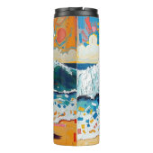 Woman on Beach Abstract Seaside Art Personalized Thermosbeker (Achterkant)