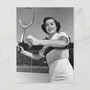 Woman Playing Tennis 3 Briefkaart