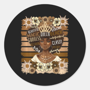Woman Pride Zwart Geschiedenis Natuurlijke Afro Sc Ronde Sticker