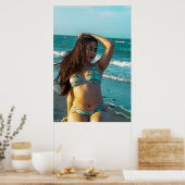 Woman Relaxing On A Sunny Beach Poster (Keuken)