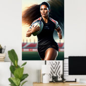 Woman Rugby Player Art Poster (Thuiskantoor)