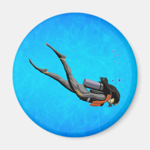 Woman SCUBA Diving Magneet