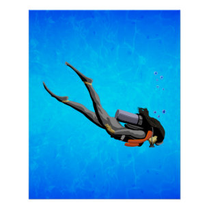 Woman SCUBA Diving Perfect Poster