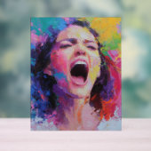 Woman Shouting Abstract Colors Expressive Acrylic  (Neutre)