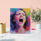 Woman Shouting Abstract Colors Expressive Acrylic  (Mariage)