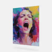 Woman Shouting Abstract Colors Expressive Acrylic  (Angle)