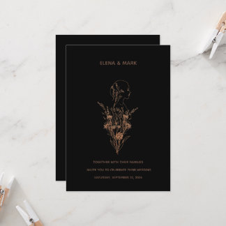 Woman Silhouette Wedding Invitation Kaart
