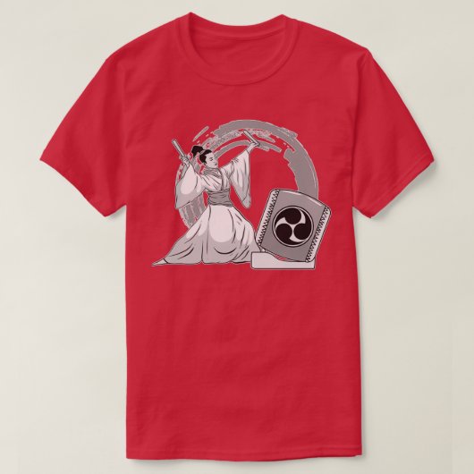 Woman Taiko Drummer Mitsudomoe Illustratie T-shirt (Design voorkant)