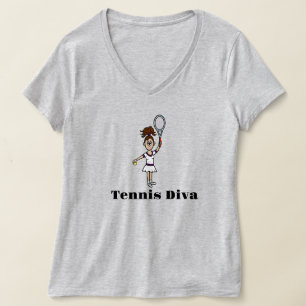 Woman Tennis Diva T-Shirt - Brunette