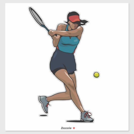Woman Tennis Player Vinyl Sticker (Vel)