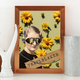  Woman Trailblazer Daisies Kitsch Poster