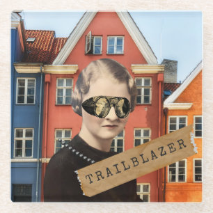  Woman Trailblazer Kitsch Veranderde Kunst Glazen Onderzetter