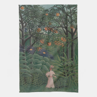 Woman Walking in an Exotic Forest, Henri Rousseau Theedoek