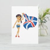 Woman Waving A Union Jack Flag Invitation (Debout devant)