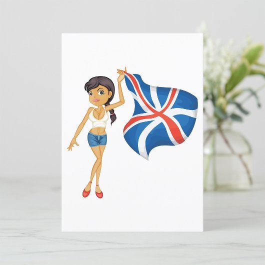 Woman Waving A Union Jack Flag Invitation