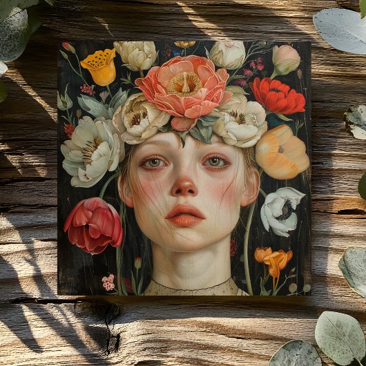 WOMAN WITH FLOWERS KAART