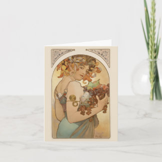 Woman with Fruit Feestdagen Kaart