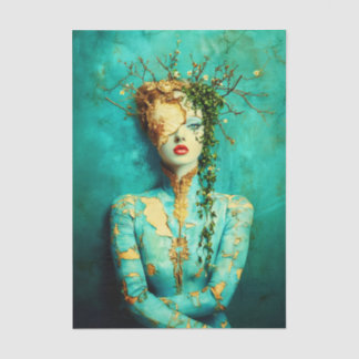 Woman with Gold Mask and Ivy Crown EN1L Decoupage Tissuepapier