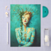 Woman with Gold Mask and Ivy Crown EN1R Decoupage Tissuepapier (Craft)