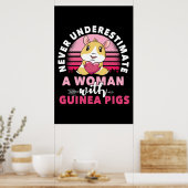 Woman with Guinea Pig Cavy Roddent Poster (Keuken)