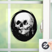 Woman With Halloween Cranium Reflection In Mirror Raamsticker (Huis)