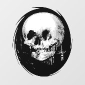 Woman With Halloween Cranium Reflection In Mirror Raamsticker (Vel)