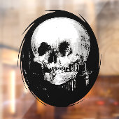Woman With Halloween Cranium Reflection In Mirror Raamsticker (Vel 2)