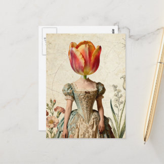 Woman With Tulip for a Head Briefkaart