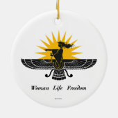 WomanLifeFreedom 2-Sided Kurdish Ceramic Ornament (Achterkant)