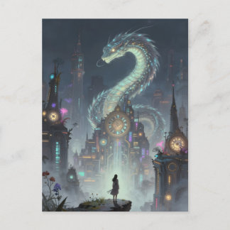 Womanon a Precipice Overlooking on Ancient City Briefkaart