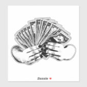 Womans bezit geld geld geld sticker (Vel)