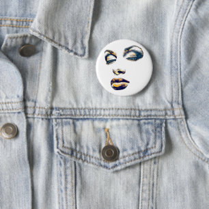 Womans Face Gold Makeup Abstracte pop Ronde Button 5,7 Cm