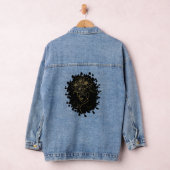 Woman's Face Gold Outline met Bloemaccenten Denim Jacket (Hangar)