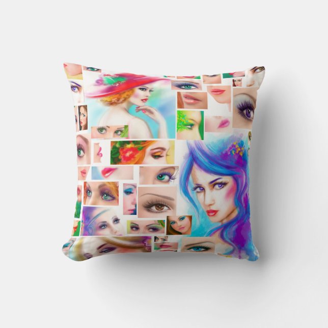 Womans onderhuidse collage kussen (Voorkant)