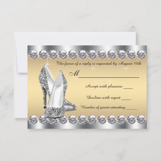 Womans Silver Gold Diamond Bling RSVP (Dos)