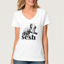 Woman's "the sesh" Logo White V-nek