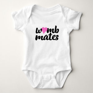 Womb Mates Pink Heart Twins Bodysuit