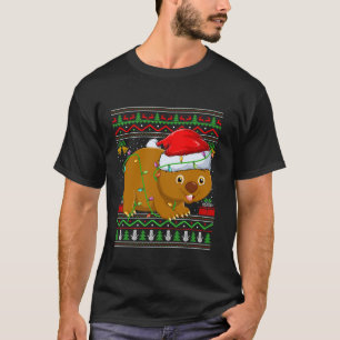 Wombat Christmas Lights Santa Lelijke Trui Xmas T-shirt