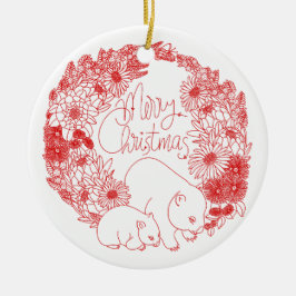 Wombat Christmas Red Keramisch Ornament