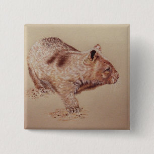 Wombat Vierkante Button 5,1 Cm