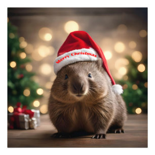 "Wombat Wonderland: Een Kerstavond om van te drome Foto Afdruk