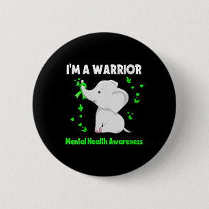 Women Elephant I'm A Warrior Mental Health Aware b Ronde Button 5,7 Cm